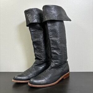 GEE WAWA Knee High Boots Women's 7M Black Textured Soft Leather Pull On Anthro